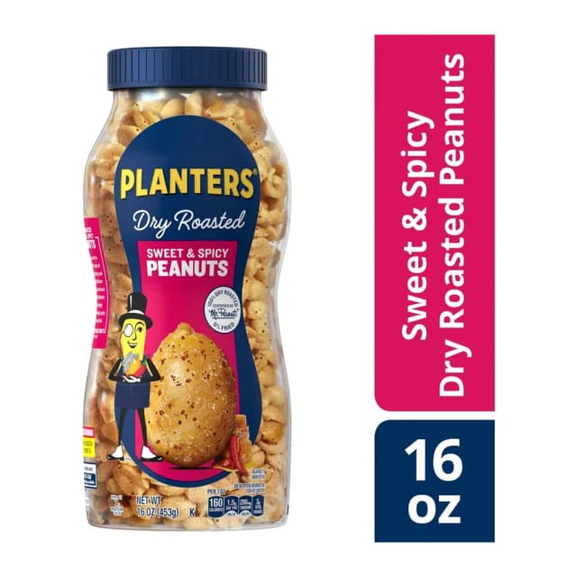 Planters Dry Roasted Sweet & Spicy Peanuts, front of pack