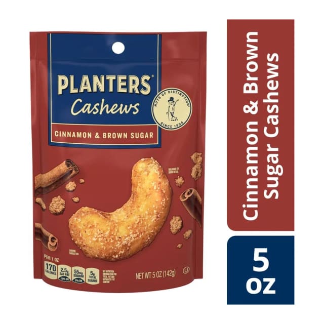 Planters Cinnamon & Brown Sugar Cashews, front of pack