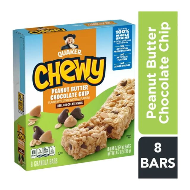 Quaker Chewy Peanut Butter Chocolate Chip, front of pack