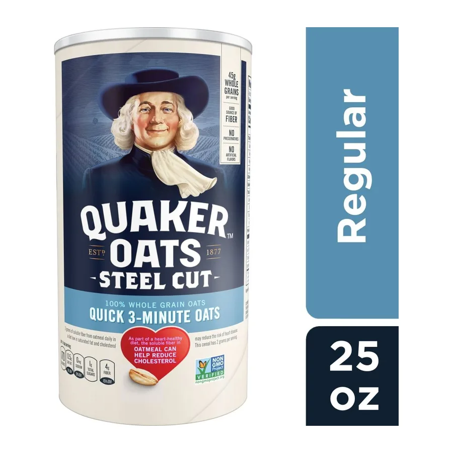 Quaker Steel Cut Oats Quick, front of pack