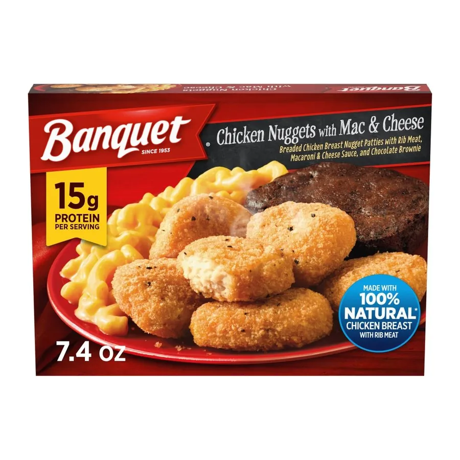 Banquet Chicken nuggets with mac & cheese, front of pack
