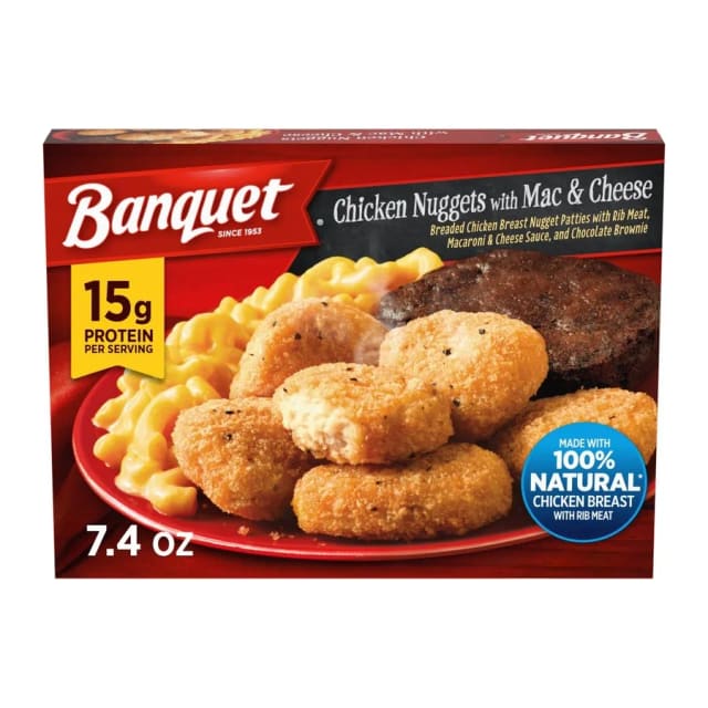 Banquet Chicken nuggets with mac & cheese, front of pack