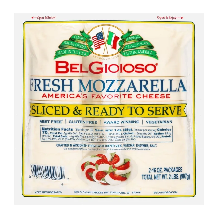 Belgioioso Sliced Fresh Mozzarella, front of pack