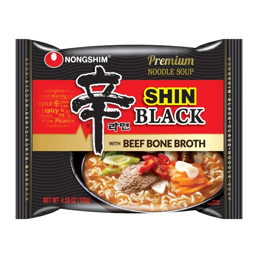 Nongshim Shin Black with Beef Bone Broth, front of pack