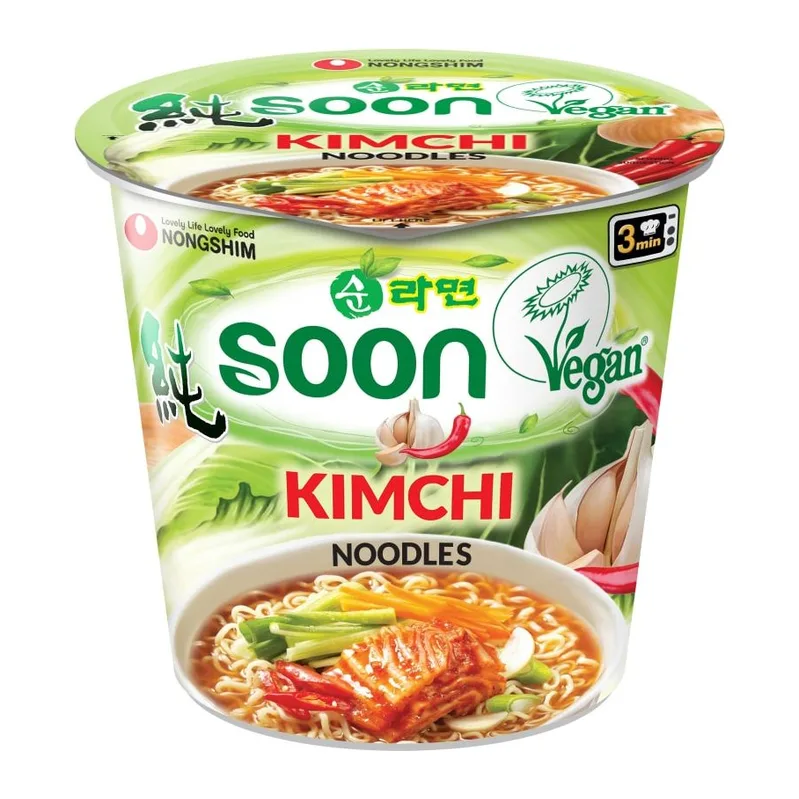 Nongshim Kimchi cup noodle, front of pack