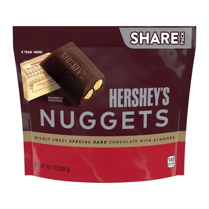 Hershey's Nuggets dark chocolate with almonds, front of pack