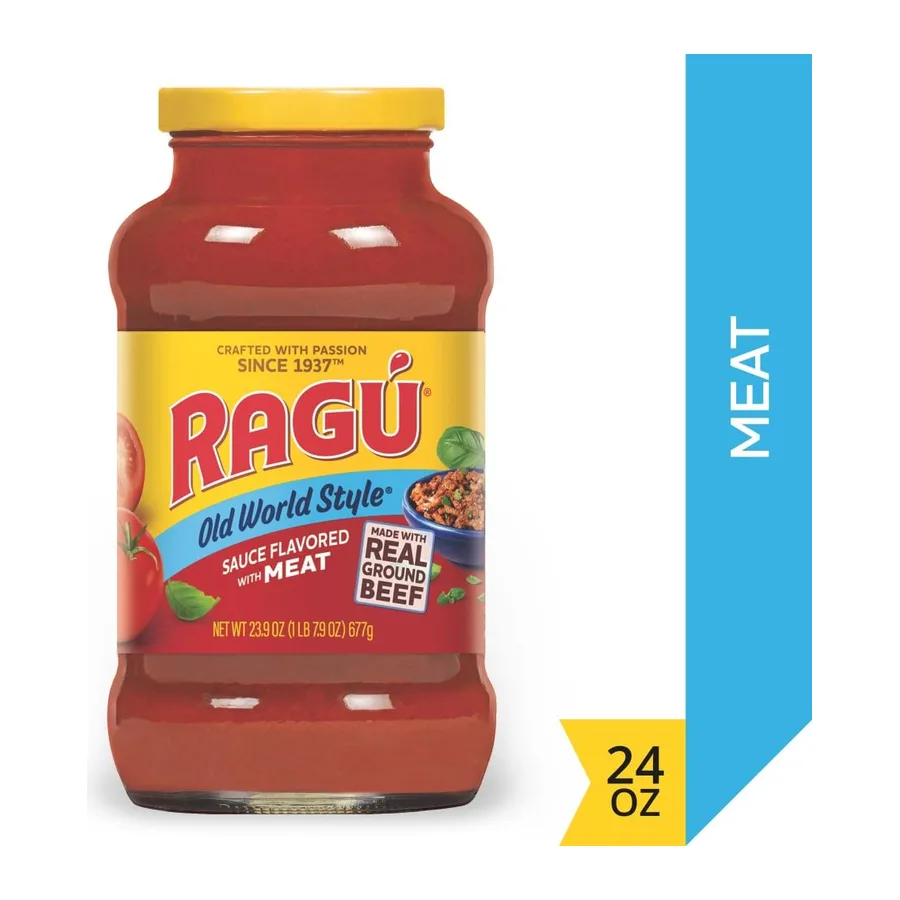 Ragu Sauce flavored with meat, front of pack