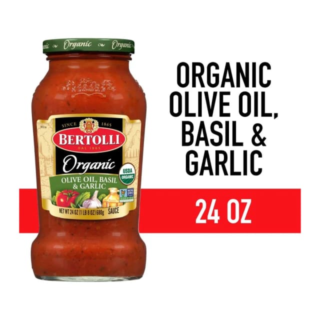 Bertolli Organic Olive Oil, Basil, And Garlic, front of pack