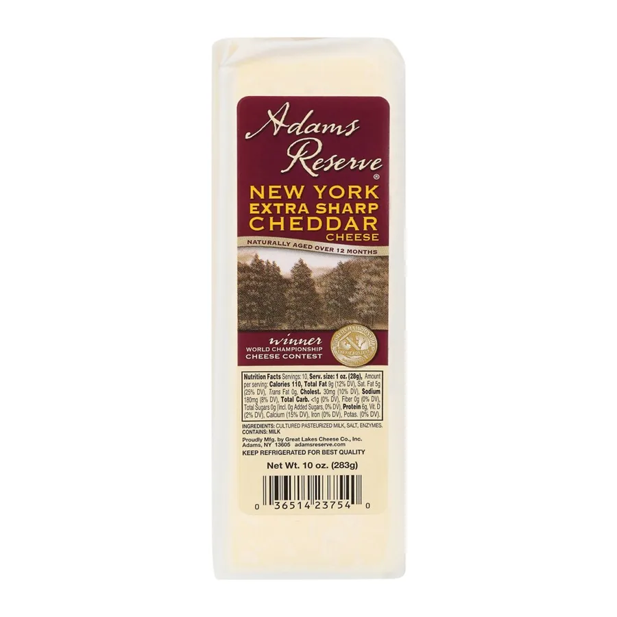 Adams Reserve New York Extra Sharp Cheddar Cheese, front of pack