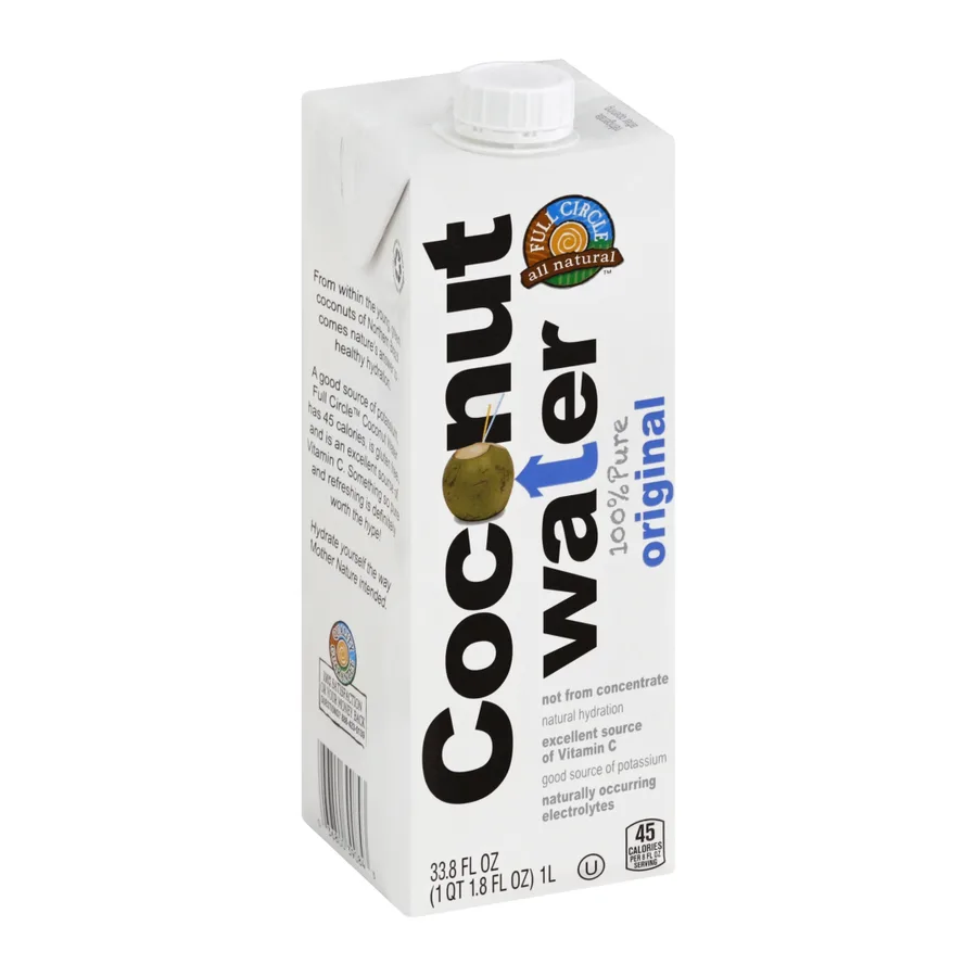 Full Circle Coconut Water, front of pack