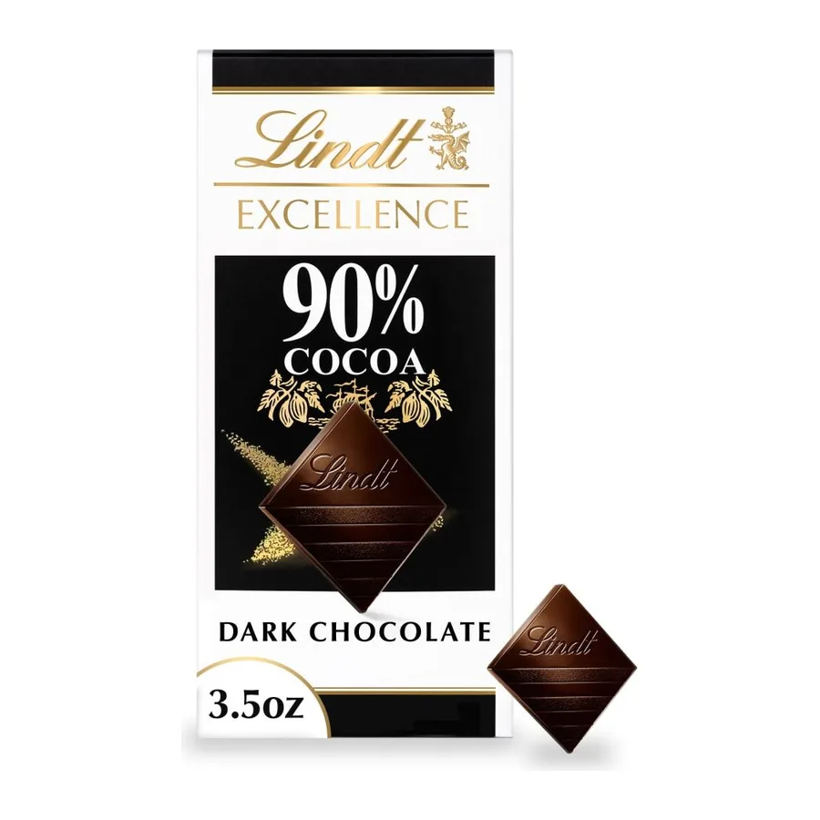 Lindt Excellence 90% Cocoa Dark Chocolate, front of pack