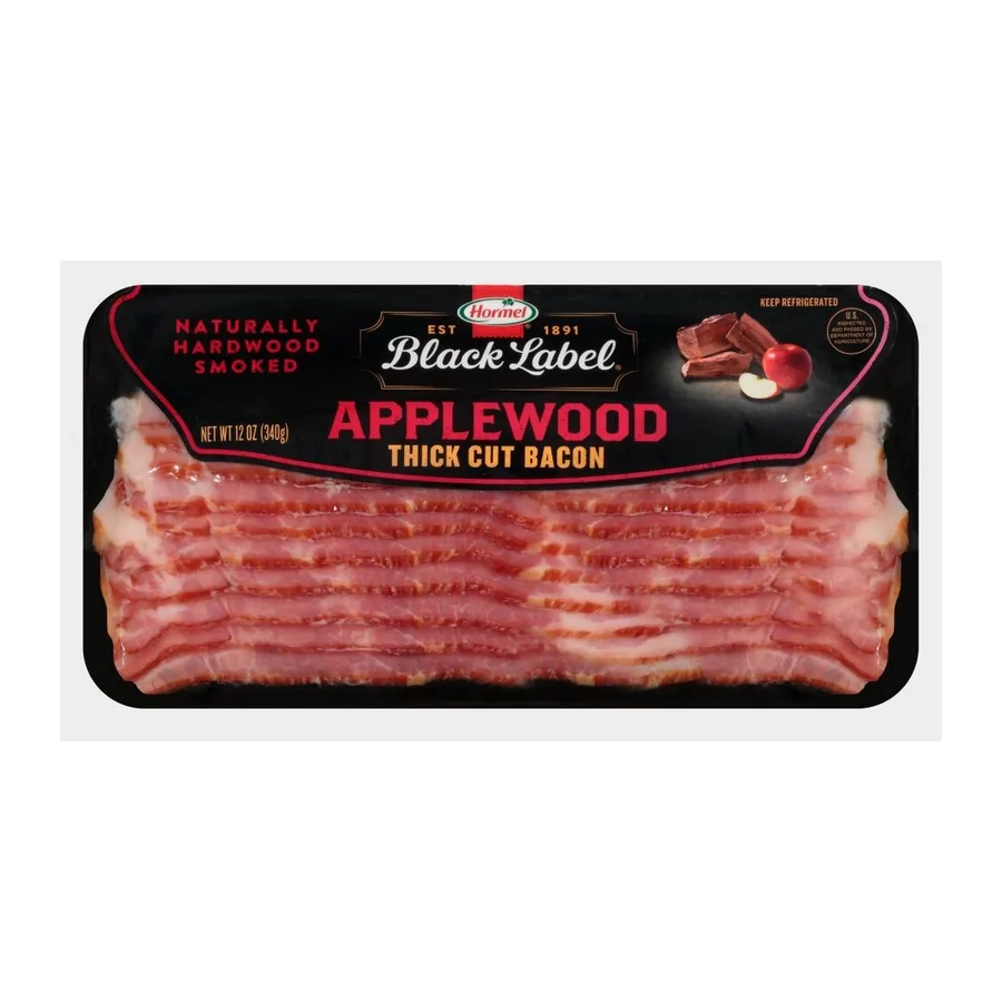 Black Label Applewood thick cut bacon, front of pack