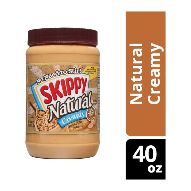 Skippy Natural Creamy Peanut Butter Spread, front of pack