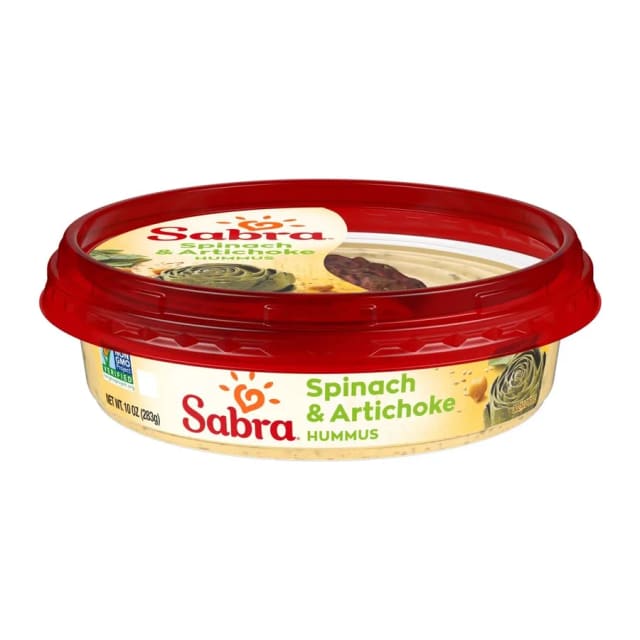 Sabra Spinach and artichoke hummus, front of pack