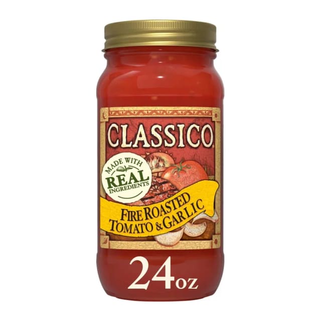 Classico Fire Roasted Tomato & Garlic Pasta Sauce, front of pack