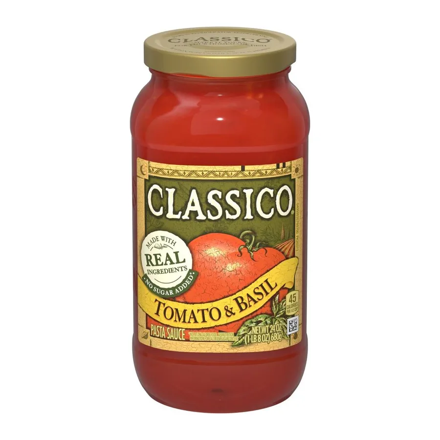 Classico Tomato & basil pasta sauce, front of pack