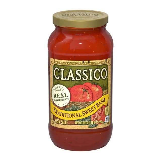 Classico Traditional sweet basil pasta sauce, front of pack