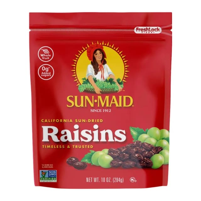 Sun-Maid Raisins, front of pack