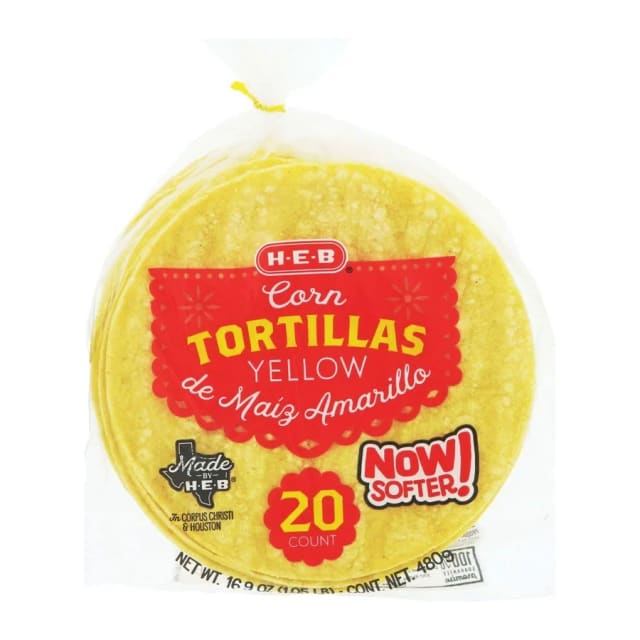 H-E-B Corn tortillas yellow, front of pack