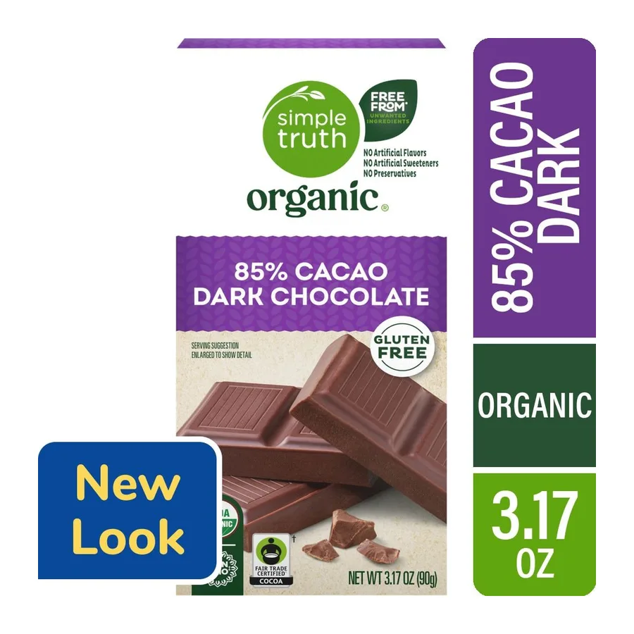 Simple Truth 85% Cacao Dark Chocolate Bar, front of pack
