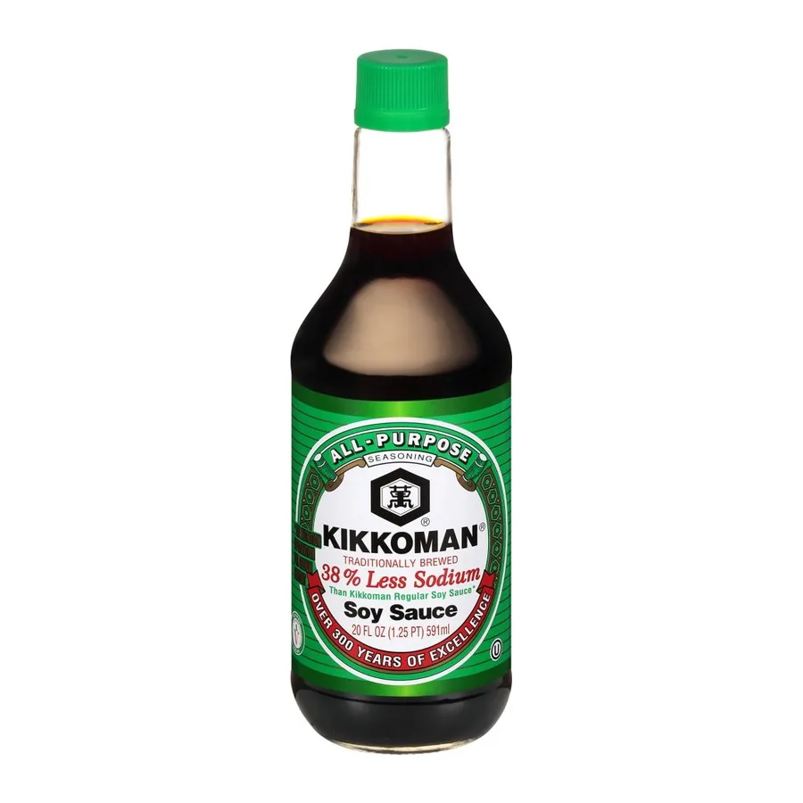 Kikkoman Low Sodium Soy Sauce, front of pack