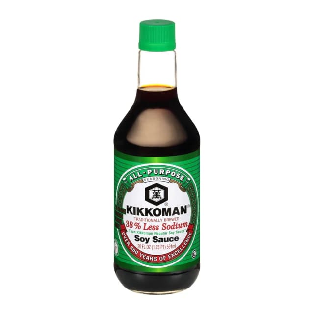Kikkoman Low Sodium Soy Sauce, front of pack