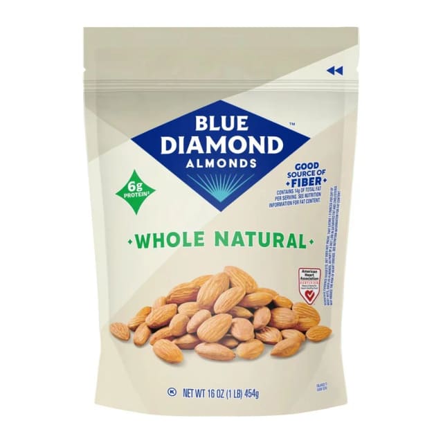 Blue Diamond Whole Natural Almonds, front of pack
