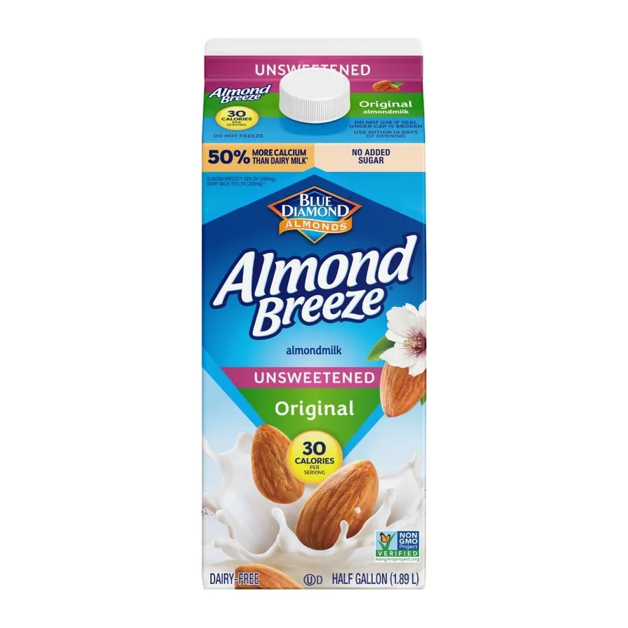 Blue Diamond Almond Breeze Almondmilk Unsweetened Original Chilled, front of pack