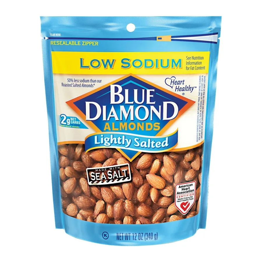 Blue Diamond Low sodium lightly salted almonds, front of pack