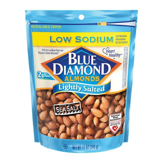 Blue Diamond Low sodium lightly salted almonds, front of pack