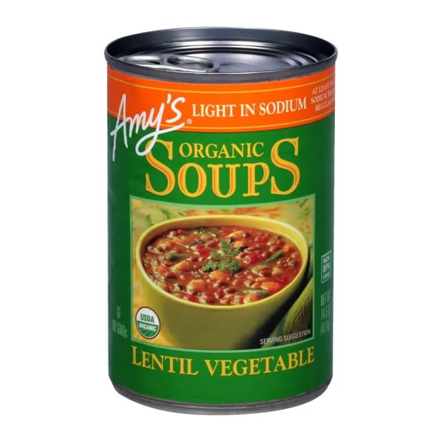 Amy's Lentil Vegetable Soup, front of pack