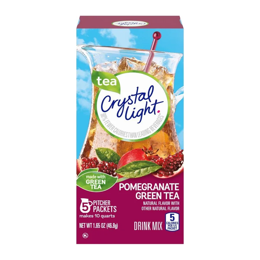 Crystal Light Pomegranate green tea, front of pack