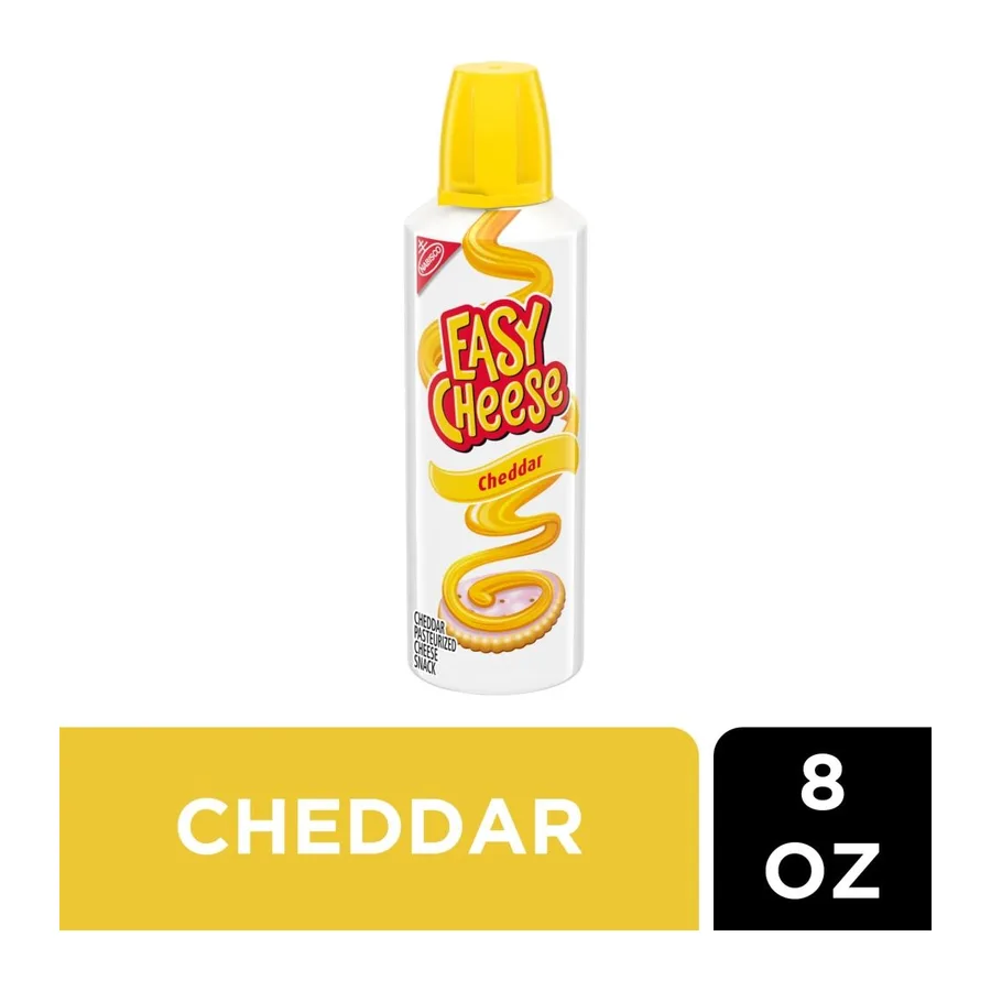 Easy Cheese Cheddar, front of pack