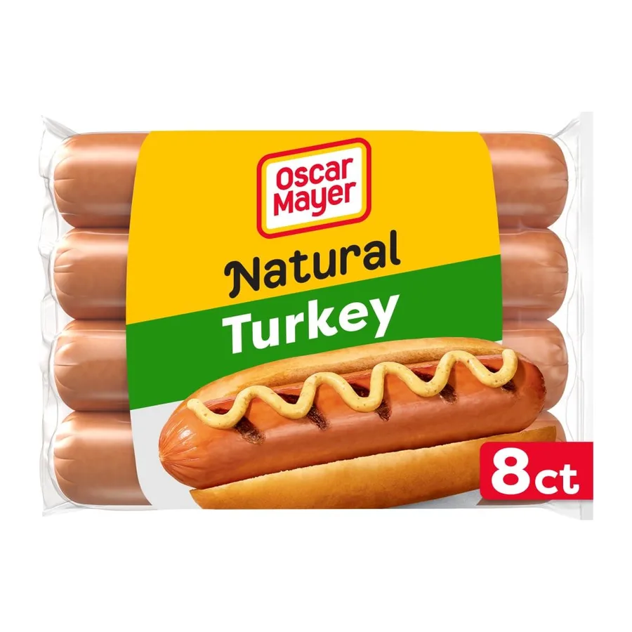Oscar Mayer Selects hardwood smoked uncured turkey franks, front of pack