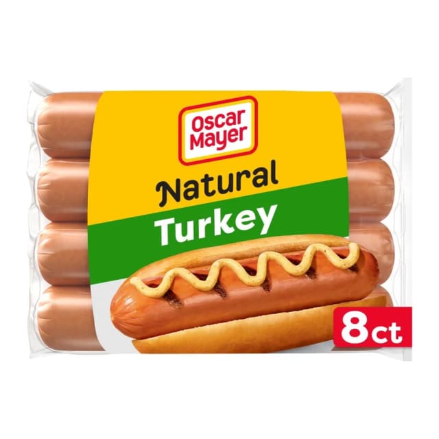 Oscar Mayer Selects hardwood smoked uncured turkey franks, front of pack