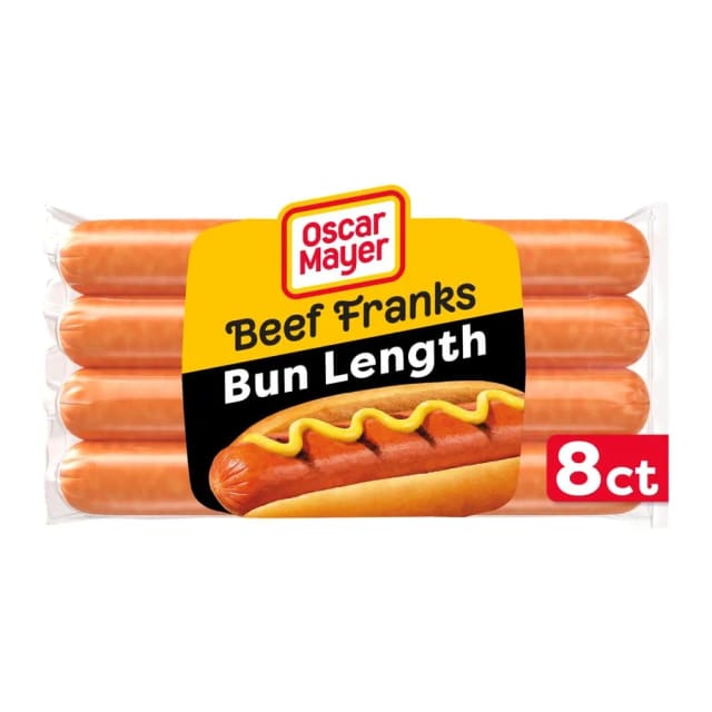 Oscar Mayer Angus beef uncured beef franks, front of pack