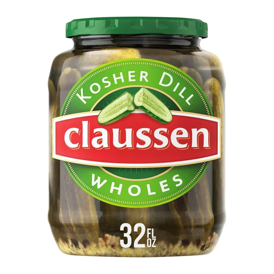 Claussen Kosher dill whole pickles, front of pack