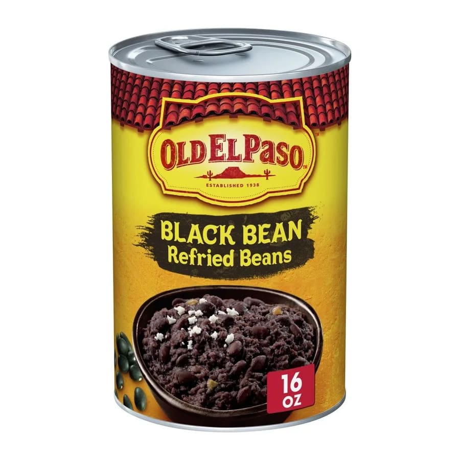 Old El Paso Black Bean Refried Beans, front of pack