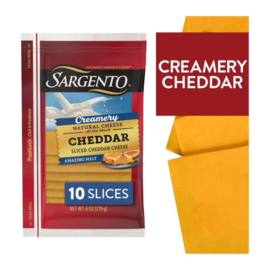 Sargento Cheddar Slice natural cheddar cheese, front of pack