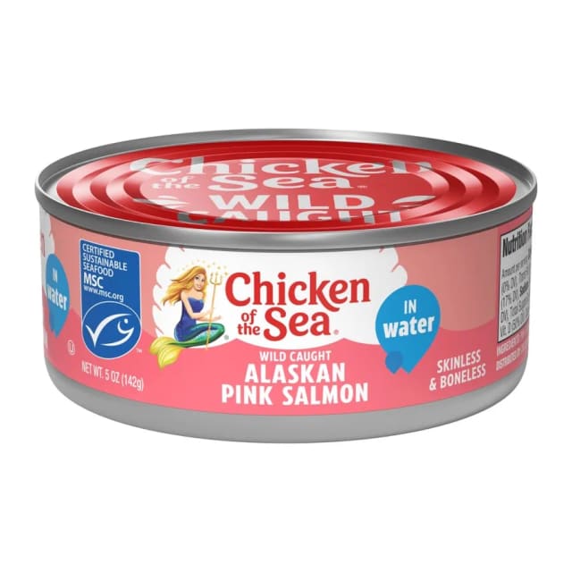 Chicken of the Sea Skinless boneless canned pink salmon, front of pack