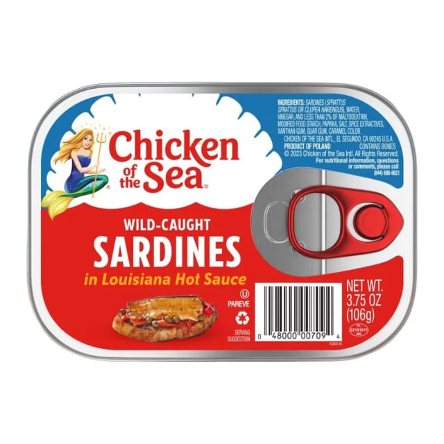 Chicken Of The Sea Sardines in Louisiana Hot Sauce, front of pack