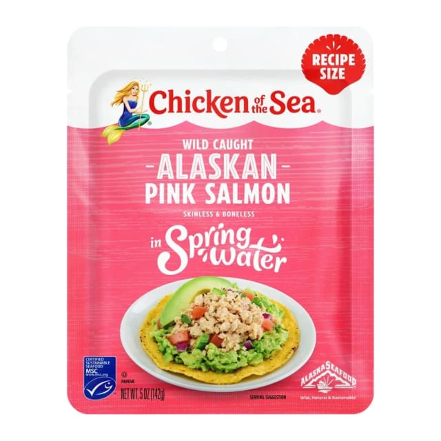 Chicken of the Sea Skinless and boneless salmon pouch, front of pack