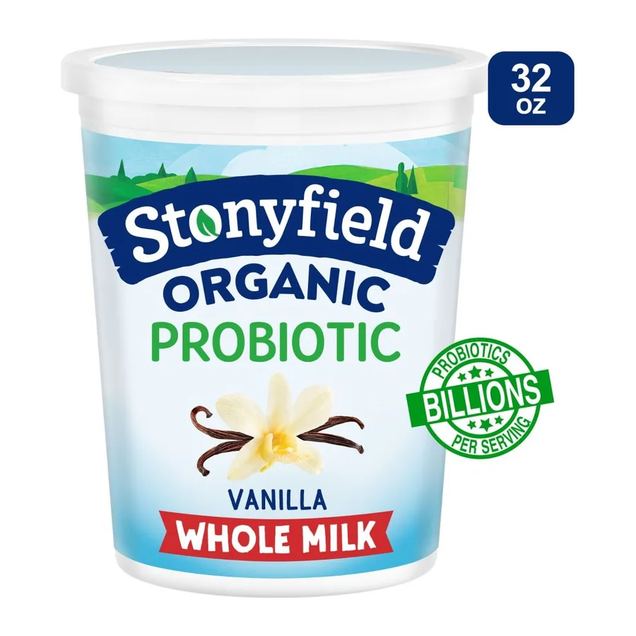 Stonyfield Organic Vanilla Whole Milk Yogurt w/probiotics, front of pack