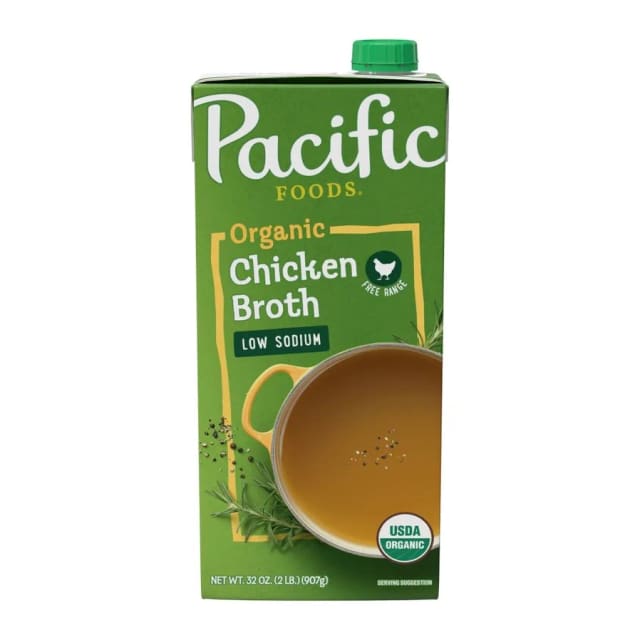 Pacific Foods Organic low sodium chicken broth, front of pack