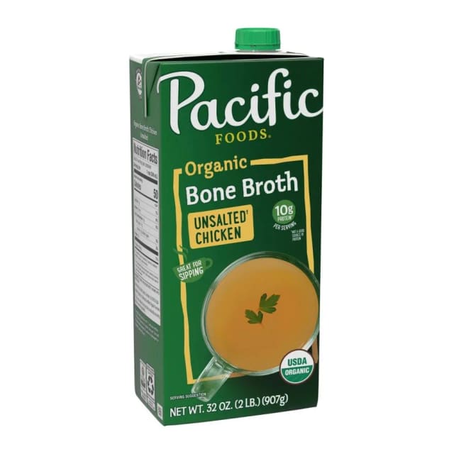 Pacific Foods Organic Bone Broth - Chicken Unsalted, front of pack