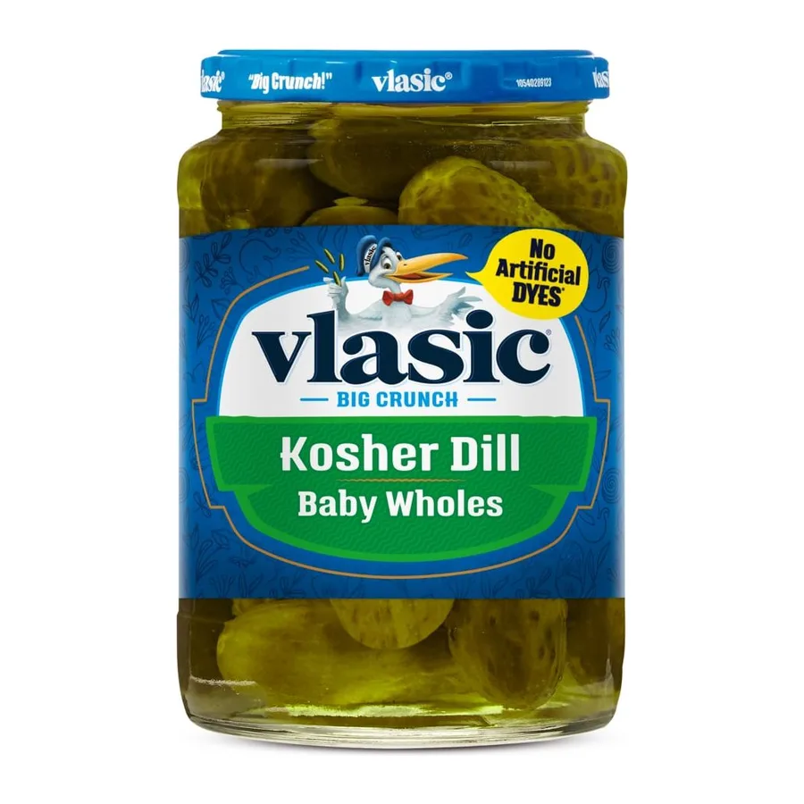 Vlasic Kosher dill baby wholes, front of pack