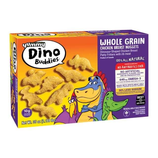 Yummy Dino Buddies Whole Grain Breast Chicken Nuggets, front of pack