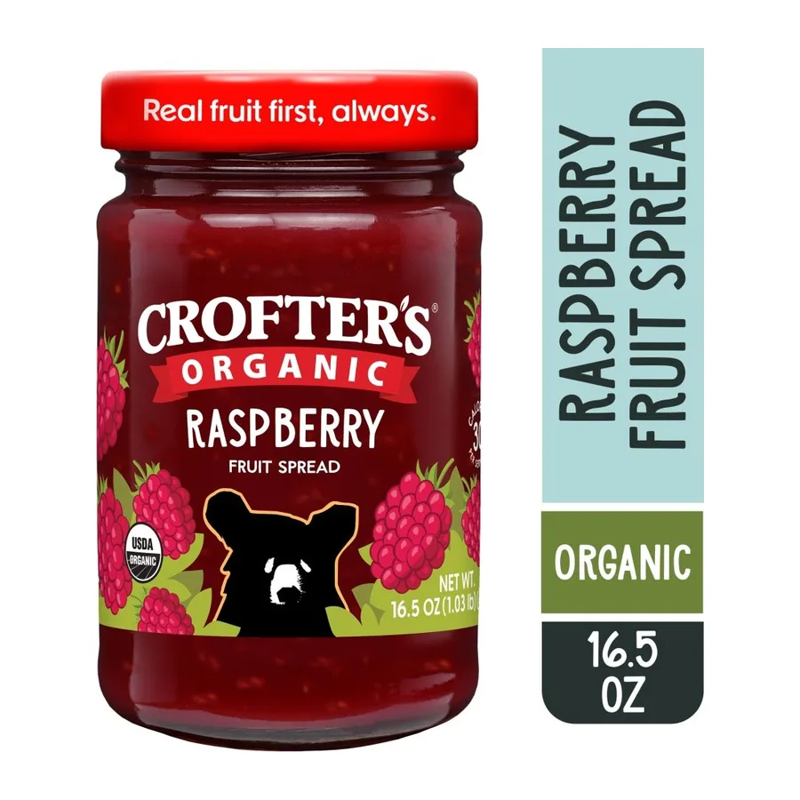 Crofter's Organic Raspberry Seedless Premium Fruit Spread, front of pack