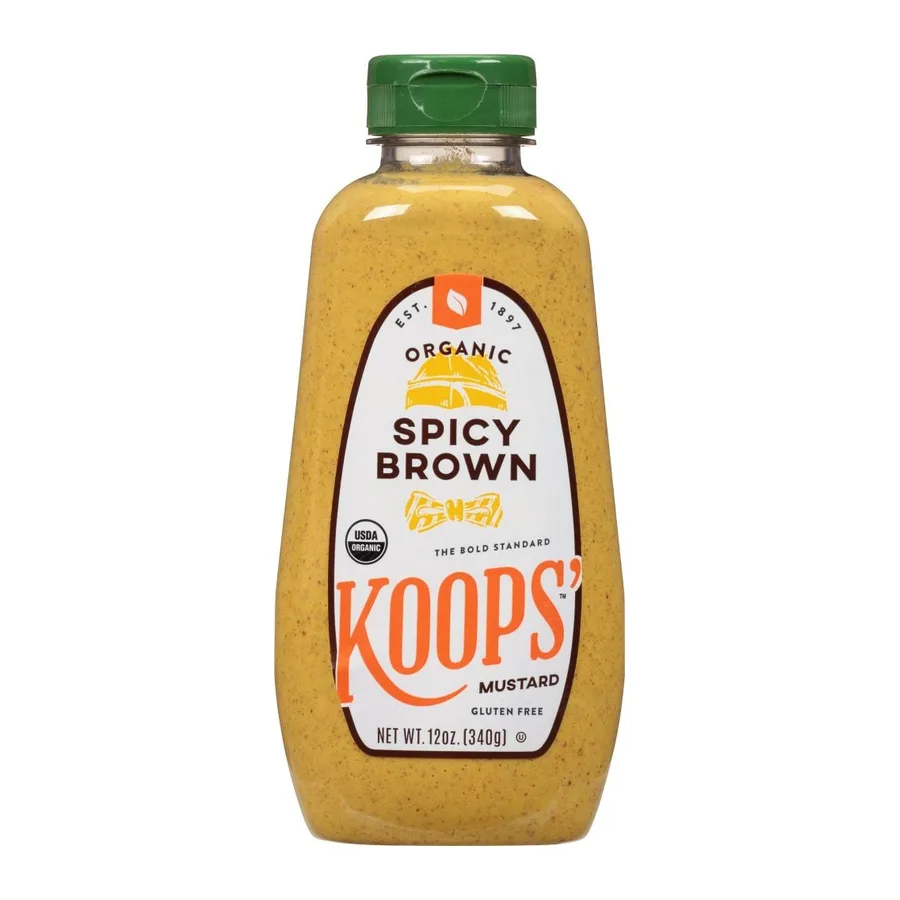 Koops' Organic Spicy Brown Mustard, front of pack