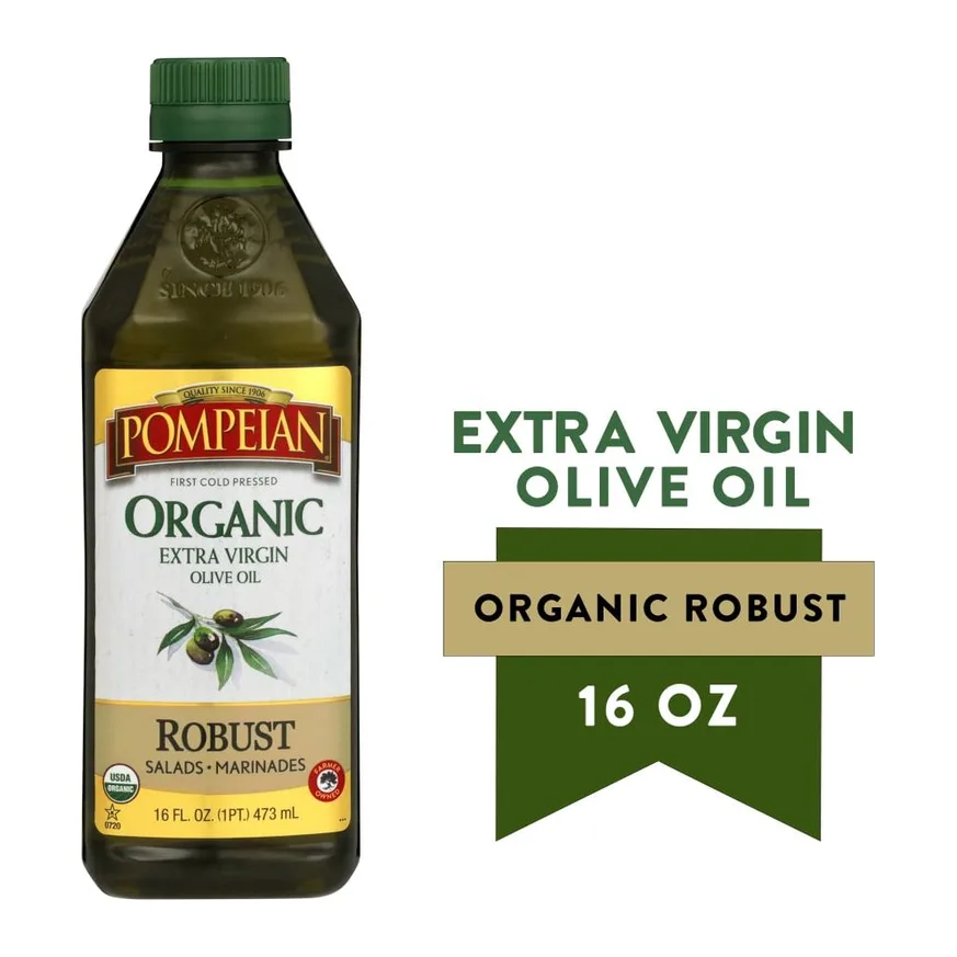 Pompeian Organic Robust Extra Virgin Olive Oil, front of pack